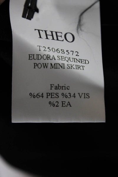 Theo Womens Mini Plaid Skirt Gray Polyester Zip Fall Size XS
