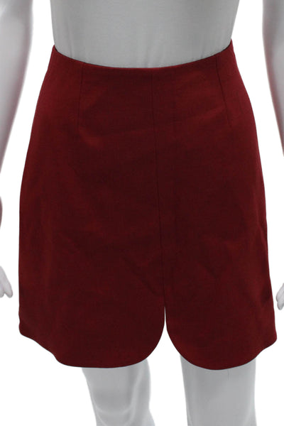 Carolina Herrera Women Red Pencil Skirt Polyester Zip Knee Length Size 4