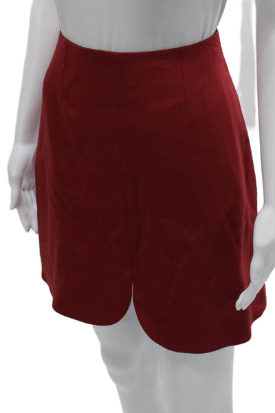 Carolina Herrera Women Red Pencil Skirt Polyester Zip Knee Length Size 4