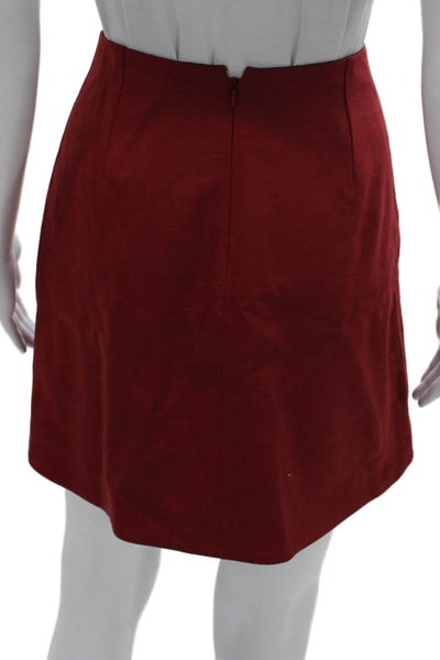 Carolina Herrera Women Red Pencil Skirt Polyester Zip Knee Length Size 4