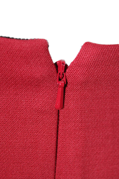 Carolina Herrera Women Red Pencil Skirt Polyester Zip Knee Length Size 4