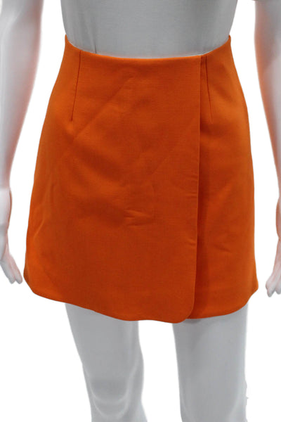 Carolina Herrera Women Orange Wrap Skirt Short Polyester Zip Size S