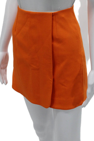 Carolina Herrera Women Orange Wrap Skirt Short Polyester Zip Size S