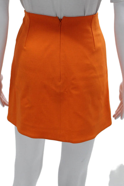 Carolina Herrera Women Orange Wrap Skirt Short Polyester Zip Size S
