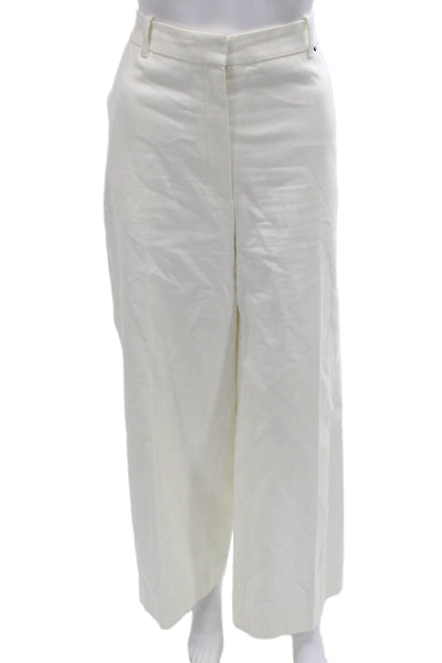 Boss Hugo Boss Womens Dress Pants White Cotton Zip Inseam 32 Size 12