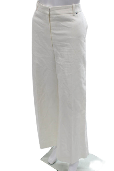 Boss Hugo Boss Womens Dress Pants White Cotton Zip Inseam 32 Size 12
