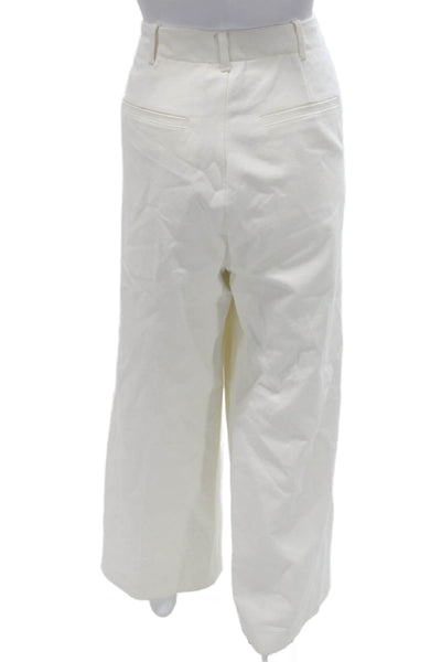 Boss Hugo Boss Womens Dress Pants White Cotton Zip Inseam 32 Size 12
