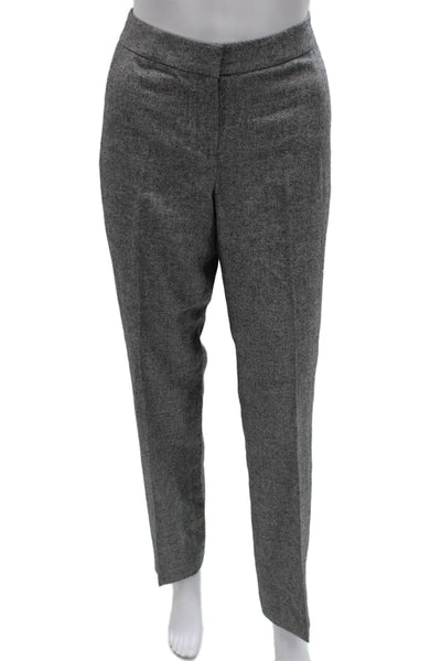 Lafayette 148 New York Women Gray Silk Herringbone Dress Pants Size 4