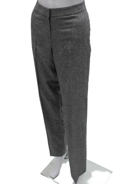 Lafayette 148 New York Women Gray Silk Herringbone Dress Pants Size 4