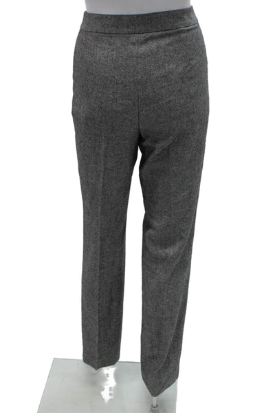 Lafayette 148 New York Women Gray Silk Herringbone Dress Pants Size 4