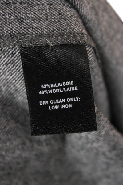 Lafayette 148 New York Women Gray Silk Herringbone Dress Pants Size 4
