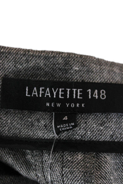 Lafayette 148 New York Women Gray Silk Herringbone Dress Pants Size 4