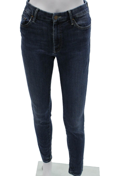 Mother Women Skinny Jeans Blue Cotton Mid Rise Button Size 28