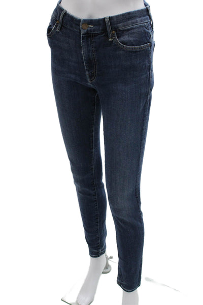 Mother Women Skinny Jeans Blue Cotton Mid Rise Button Size 28