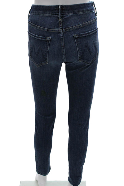 Mother Women Skinny Jeans Blue Cotton Mid Rise Button Size 28