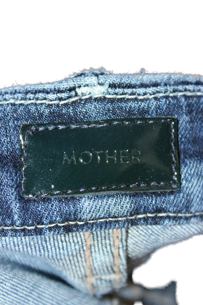 Mother Women Skinny Jeans Blue Cotton Mid Rise Button Size 28