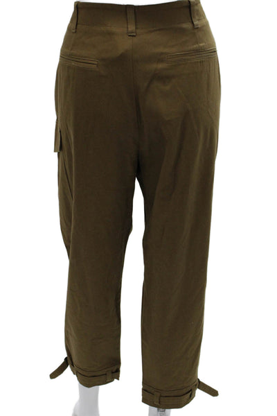 Reiss Womens Cargo Pants Green Cotton Button Closure Size 10