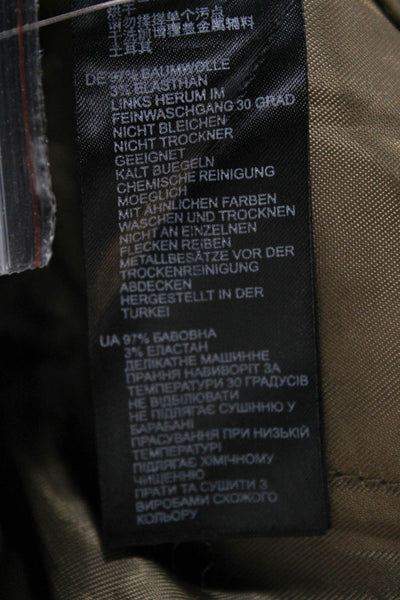 Reiss Womens Cargo Pants Green Cotton Button Closure Size 10