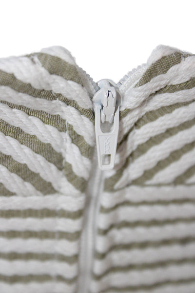 Carolina Herrera Women Cropped Striped V-Neck Tank White Zip Size S