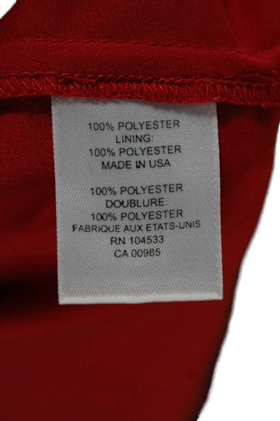 Nanette Lepore Women Blouse Red Floral Square Neck 3/4 Sleeve Zip Size 10