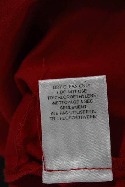 Nanette Lepore Women Blouse Red Floral Square Neck 3/4 Sleeve Zip Size 10