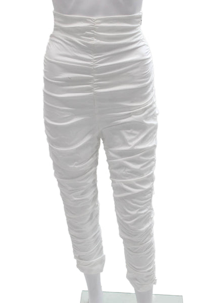 Carolina Herrera Women Ankle Pants White Cotton Zip Size S