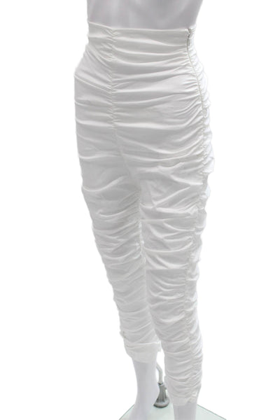 Carolina Herrera Women Ankle Pants White Cotton Zip Size S