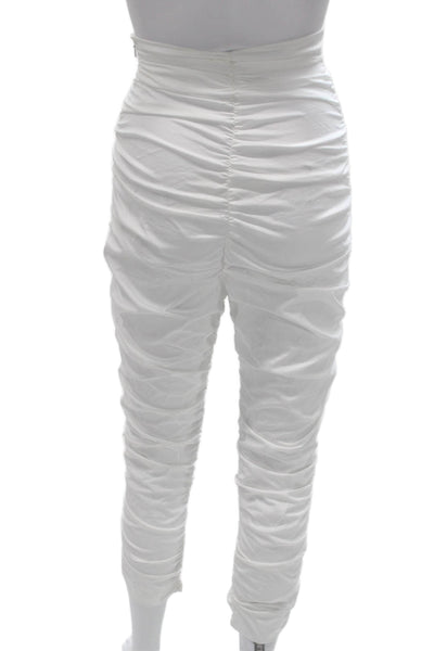 Carolina Herrera Women Ankle Pants White Cotton Zip Size S