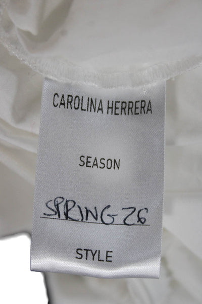 Carolina Herrera Women Ankle Pants White Cotton Zip Size S