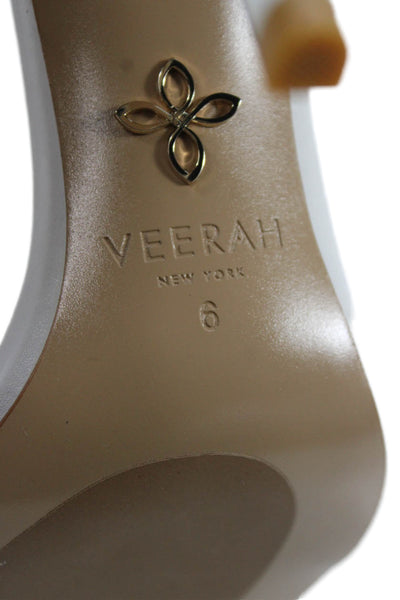 Veerah New York Womens Crystal Embellished Ankle Strap Heels Shoes White Size 6