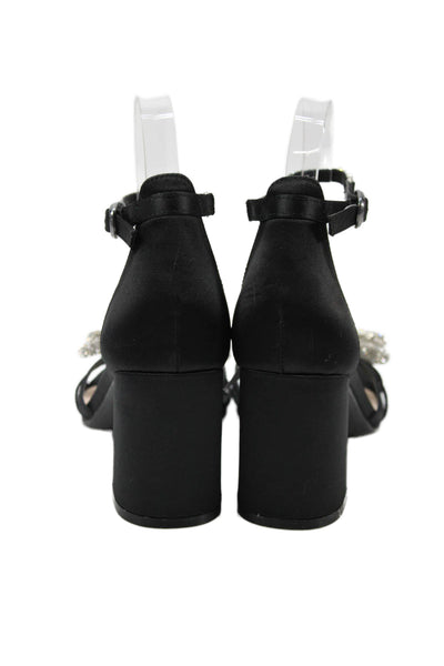 Jones New York Womens Crystal Embellished Ankle Strap Heels Shoes Black Size 7M