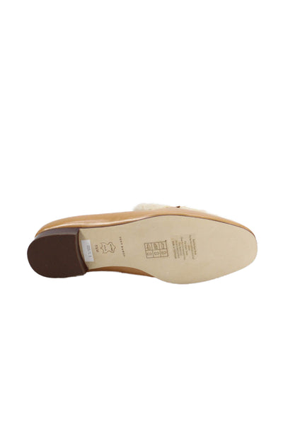 Tory Burch Womens Jessa Shearling Loafers Leather Shoes Caramel Size 5.5