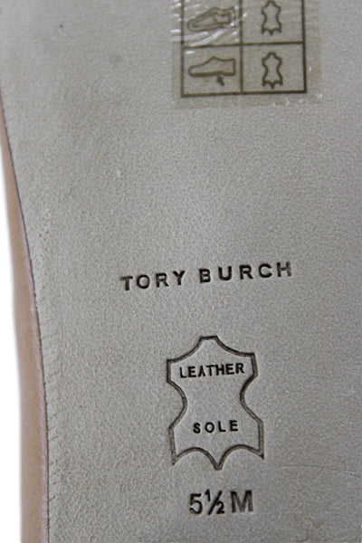 Tory Burch Womens Jessa Shearling Loafers Leather Shoes Caramel Size 5.5