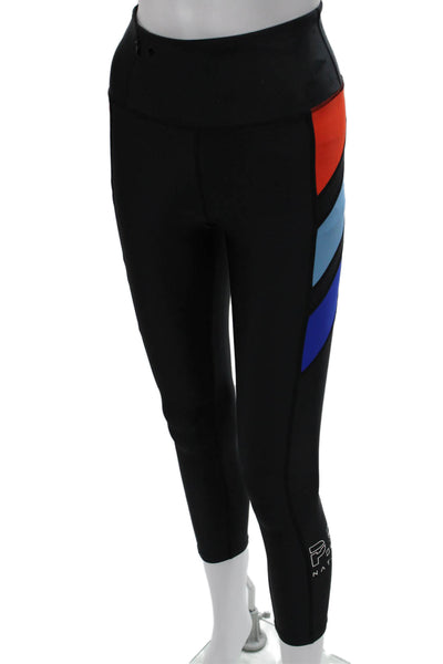 PE Nation Women Capri Leggings Black Colorblock Polyester Elastane Size XS