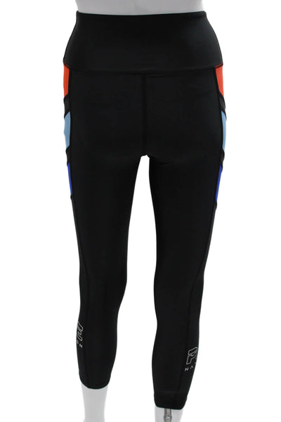 PE Nation Women Capri Leggings Black Colorblock Polyester Elastane Size XS
