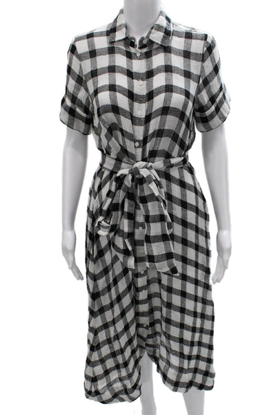 Lisa Marie Fernandez Womens Gingham Linen Shirt Dress Black Size 0