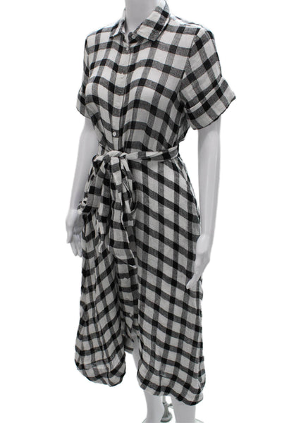 Lisa Marie Fernandez Womens Gingham Linen Shirt Dress Black Size 0