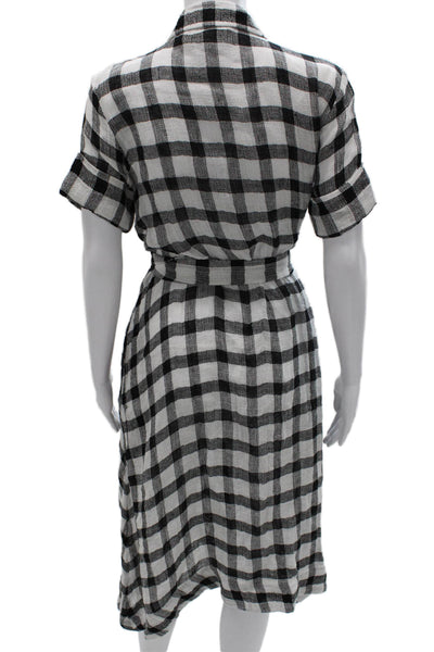 Lisa Marie Fernandez Womens Gingham Linen Shirt Dress Black Size 0