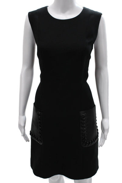 Fendi Womens Sheath Dress Black Wool Sleeveless Knee Length Size 40