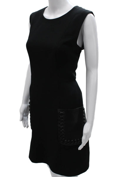 Fendi Womens Sheath Dress Black Wool Sleeveless Knee Length Size 40