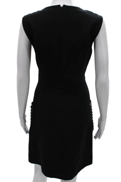 Fendi Womens Sheath Dress Black Wool Sleeveless Knee Length Size 40