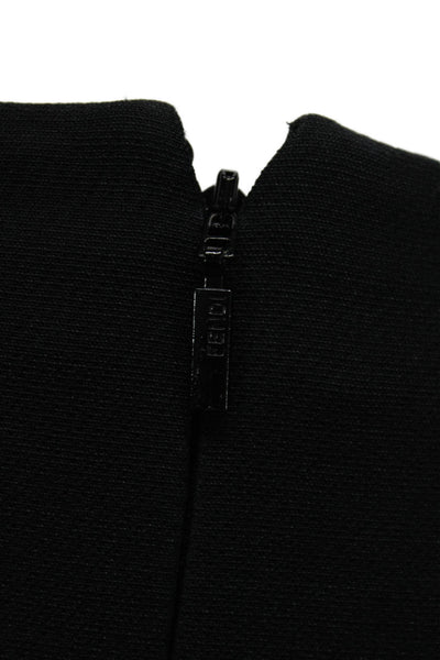 Fendi Womens Sheath Dress Black Wool Sleeveless Knee Length Size 40