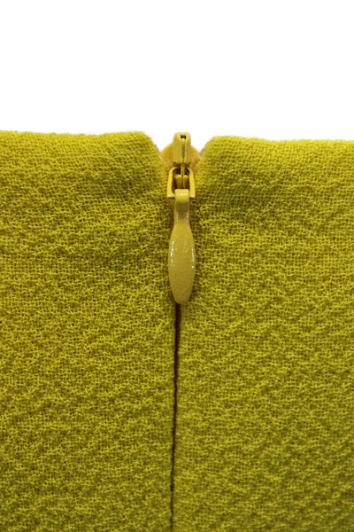 Akris Women Sheath Dress Yellow Wool Boat Neck Sleeveless Mid-Calf Zip Size 6