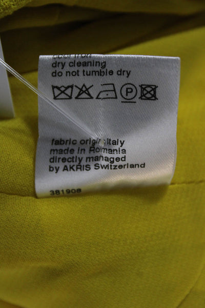 Akris Women Sheath Dress Yellow Wool Boat Neck Sleeveless Mid-Calf Zip Size 6