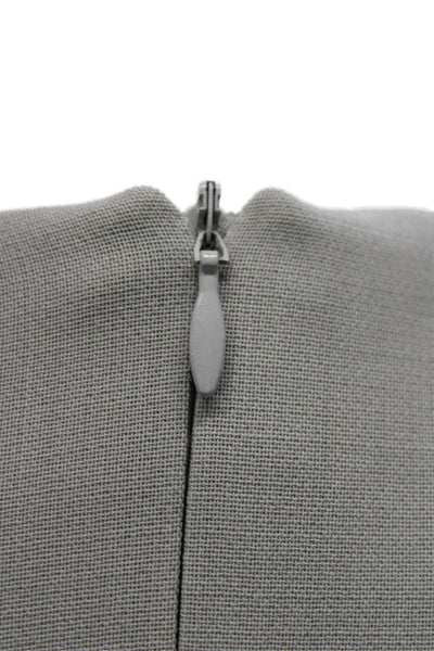 Akris Womens Sheath Dress Gray Satin V-Neck Sleeveless Knee Length Zip Size 4