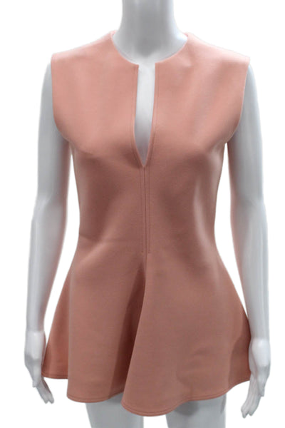 Marni Womens Tunic Blouse Pink V Neck Sleeveless Above Knee Triacetate Size 38
