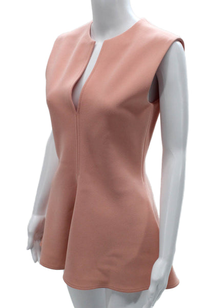 Marni Womens Tunic Blouse Pink V Neck Sleeveless Above Knee Triacetate Size 38