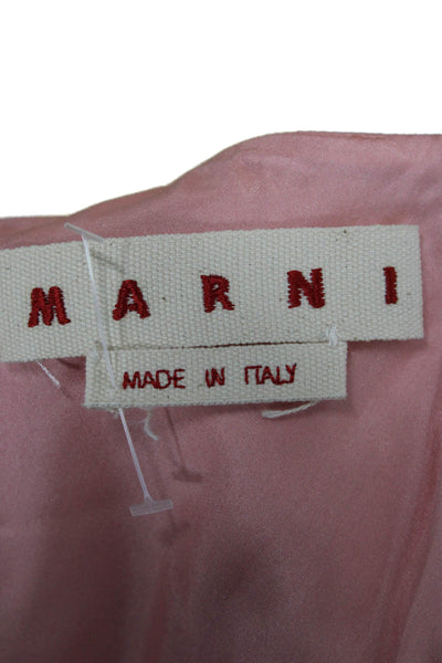 Marni Womens Tunic Blouse Pink V Neck Sleeveless Above Knee Triacetate Size 38