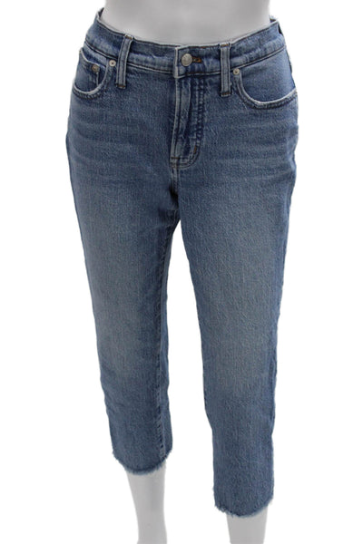 Madewell Womens Cropped Blue Cotton Jeans Mid Rise Inseam 24 Size 27