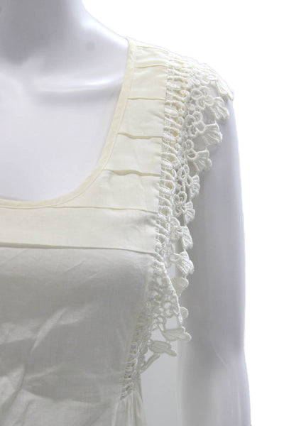 Odille Anthropologie Womens Linen Scoop Neck Sleeveless Blouse Ivory Size 6